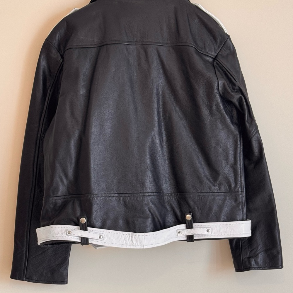 Straight to Hell  Black and White Leather Jacket - Picture 2 of 9